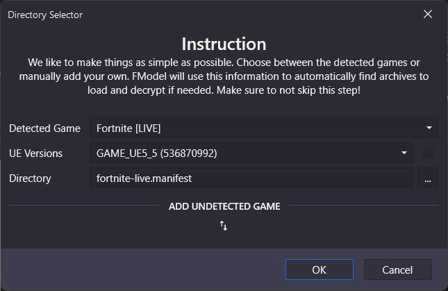 Fmodel's introduction dialogue
